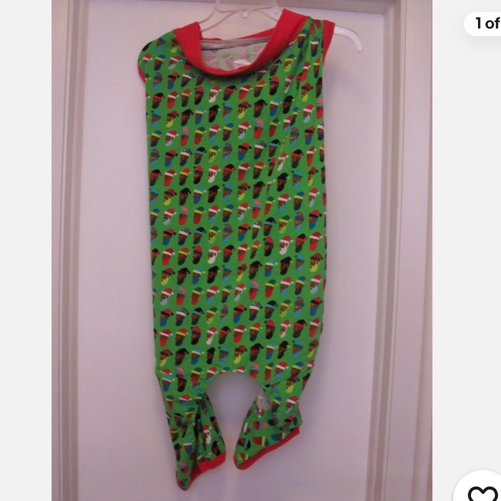 NWT Dog One Piece African American Santa Claus Christmas Pajamas